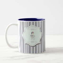 Schwarz und Blau Niedlich Girl Beauty Stripe Zweifarbige Tasse