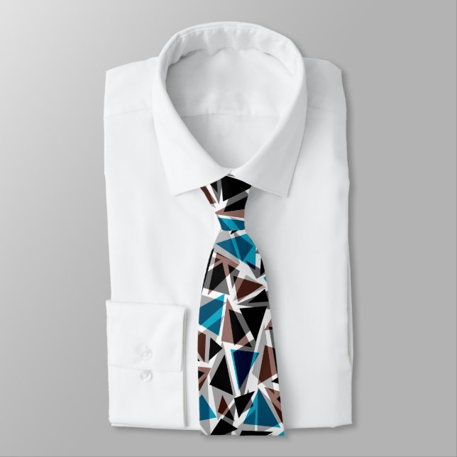 Schwarz und Blau, polygonal, Abstrakt, geometrisch Krawatte (Gebunden)