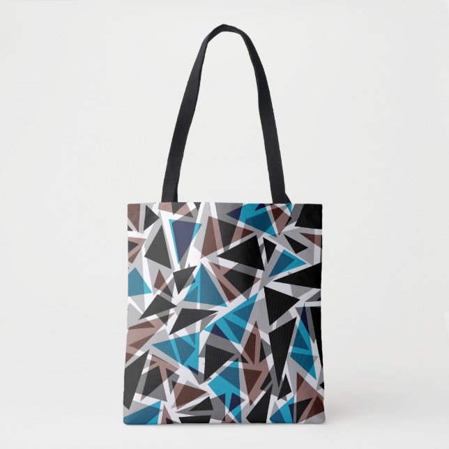 Schwarz und Blau, polygonal, Abstrakt, geometrisch Tasche (Vorderseite)