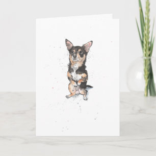 Schwarz und Braun Chihuahua Lustiger süßer Hund Ge Karte