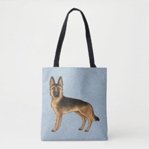 Schwarz und Braun Deutscher Schäferhund Cartoon Hu Tasche