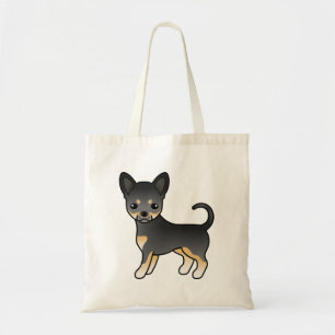 Schwarz und Braun glatthaariger Chihuahua Cartoon- Tragetasche