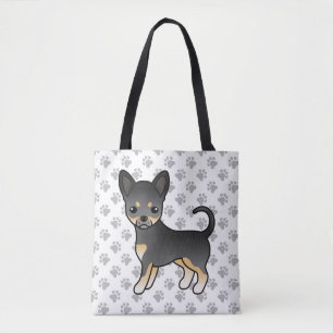 Schwarz und Braun glatthaariger Chihuahua-Hund & P Tasche