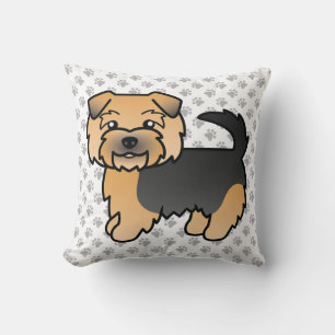 Schwarz und Braun Norfolk Terrier Cartoon Hund & P Kissen