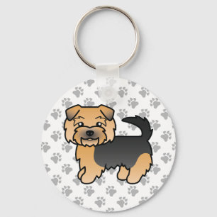 Schwarz und Braun Norfolk Terrier Cartoon Hund & P Schlüsselanhänger