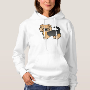 Schwarz und Braun Norfolk Terrier Süßer Cartoon-Hu Hoodie