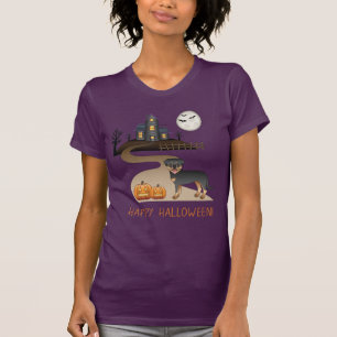 Schwarz und Braun Rottweiler Halloween Spukhaus T-Shirt