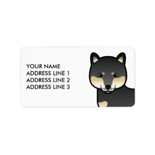 Schwarz und Braun Shiba Inu Cartoon Hund & Benutze Adressaufkleber