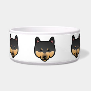 Schwarz und braune Cartoon-Shiba-Inu-Kopf Napf