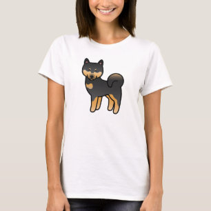 Schwarz und Braune Cartoon Shiba Inu T-Shirt