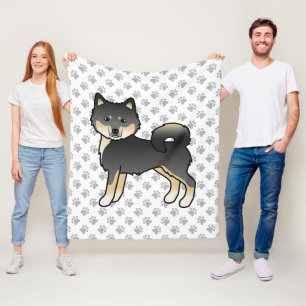 Schwarz und Brauner Alaskan Malamute Cartoon Hund Fleecedecke