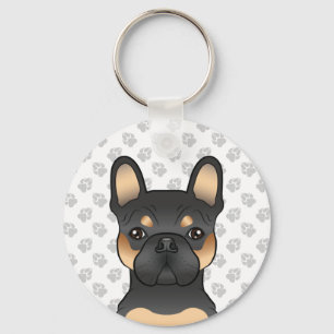 Schwarz und Brauner Französischer Bulldogge / Fran Schlüsselanhänger