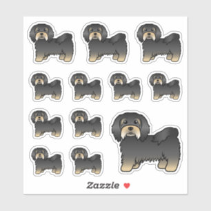 Schwarz und Brauner Havanese Süße Cartoon-Hunde Aufkleber