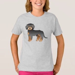 Schwarz und brauner Mini Goldendoodle süßer Cartoo T-Shirt