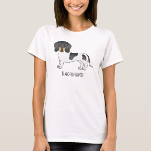 Schwarz und Brauner Scheck Kurzhaar-Dachshund & Te T-Shirt