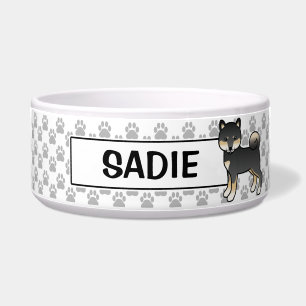 Schwarz und brauner Shiba Inu süßer Hund mit Name Napf