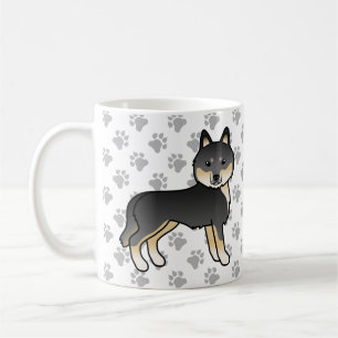 Schwarz und Brauner Siberian Husky Cartoon Hund &  Kaffeetasse