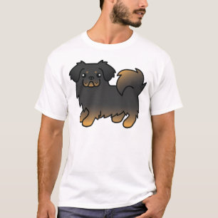 Schwarz und Brauner Tibet-Spaniel Süßer Cartoon-Hu T-Shirt