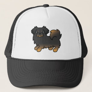 Schwarz und Brauner Tibet-Spaniel Süßer Cartoon-Hu Truckerkappe