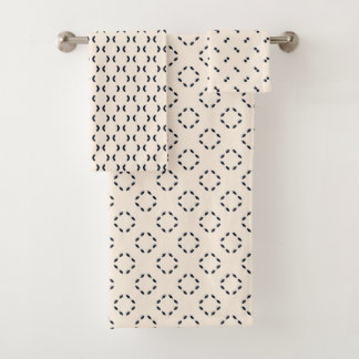 Schwarz und Cream Chi Geometric Badhandtuch Set