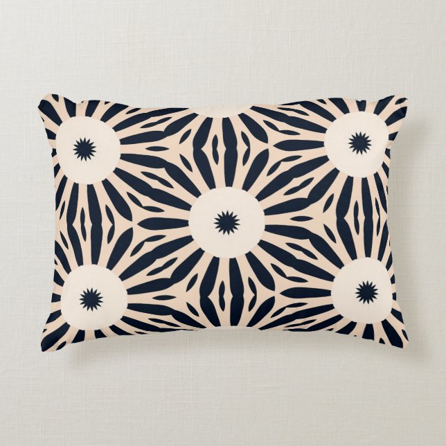 Schwarz und Cream Visionary Vortex Accent Pillow Dekokissen (Vorderseite)