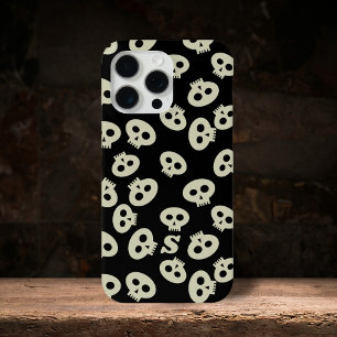 Schwarz und Creme Niedlich Skulls Muster Monogramm Case-Mate iPhone Hülle