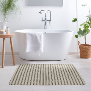 Schwarz und Elfenbein kleben Streifen   Modernes B Badematte