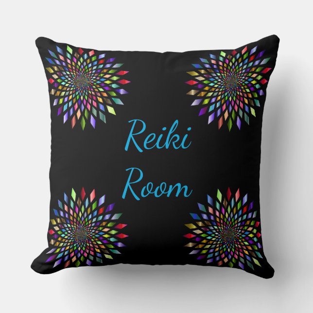 Schwarz und farbenfroh Reiki Zimmer Kissen (Vorderseite)