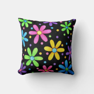 Schwarz und Funky Floral Pillow Kissen