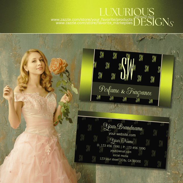 Schwarz und gelb mit Monogramm Beruflich Visitenkarte (Von Creator hochgeladen)