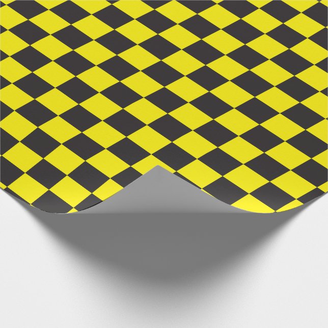 Schwarz und [Gelb] Schachbrett Schachbrett-Schachb Geschenkpapier (Ecke)