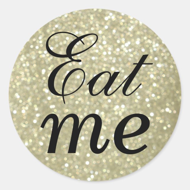 Schwarz und Glitterie Gold essen Me Aufkleber (Vorderseite)
