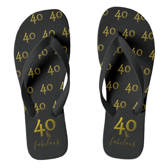Schwarz und Gold 40 und fabelhaft Flip Flops (Fußbett)