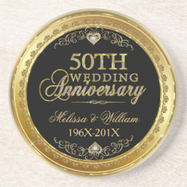 Schwarz und Gold 50. Hochzeitsszenario Untersetzer