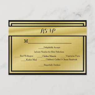 Schwarz und Gold 50 Jahre UAWG mit Mahlzeiten RSVP Karte