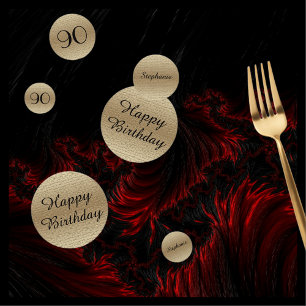Schwarz und Gold 90. Geburtstag Tischdekoration Konfetti