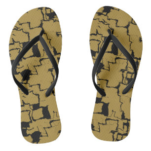 Schwarz und Gold abstrakt Flip Flops