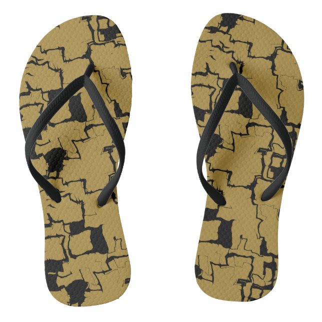 Schwarz und Gold abstrakt Flip Flops (Fußbett)