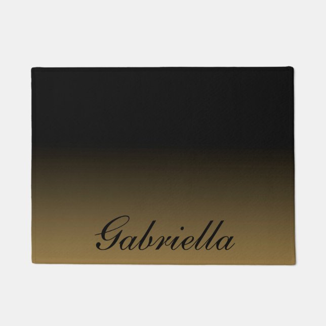 Schwarz und Gold Abstrakt Fußmatte (Vorderseite)