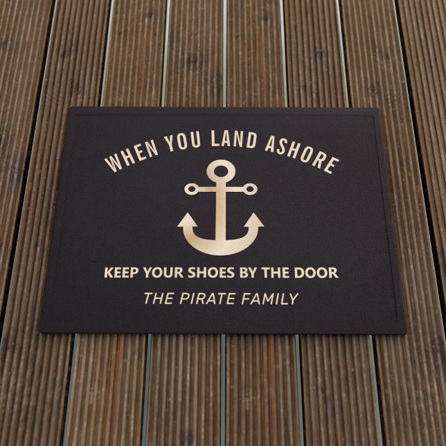 Schwarz und Gold Anker Nautical Welcome Doormat Fußmatte (Von Creator hochgeladen)