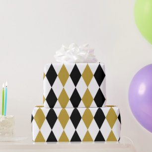 Schwarz und Gold Argyle Geschenkpapier