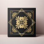 Schwarz und Gold Art Deco Fliese<br><div class="desc">Dekorieren Sie das Büro mit diesem Black and Gold Art Deco Design. Sie können dies durch einen Klick auf "PERSONALISIEREN" weiter anpassen. Ändern Sie die Hintergrundfarbe,  wenn Sie möchten. Für weitere Fragen kontaktieren Sie uns bitte unter ThePaperieGarden@gmail.com.</div>