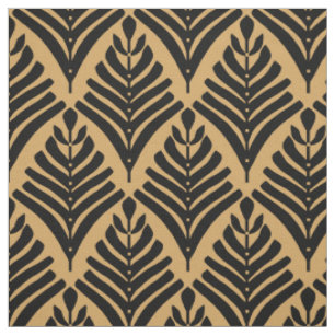 Schwarz und Gold Art Deco Lüftermuster Blume Stoff