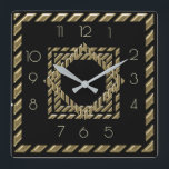 Schwarz und Gold Art Deco Quadratische Wanduhr<br><div class="desc">Großartiges Uhrendesign. Du wirst es wie andere Liebe bekommen. Sie können dieses Design auch für andere Produkte verwenden, die Sie mögen, oder Ihren Text anpassen und hinzufügen. Folgen Sie mir für mehr. Vielen Dank. Ich wünsche Ihnen einen schönen Tag.</div>