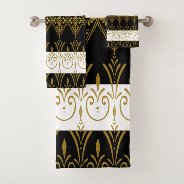 Schwarz und Gold Badhandtuch Set (Insitu)