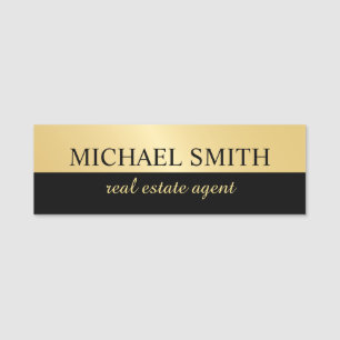 Schwarz und Gold Beruflich Personalisiert Namensschild