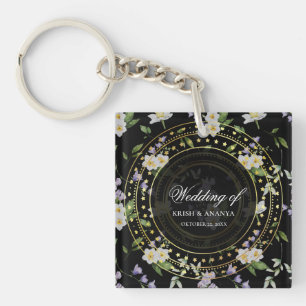 Schwarz und Gold Blumen, Hochzeit Schlüsselanhänger