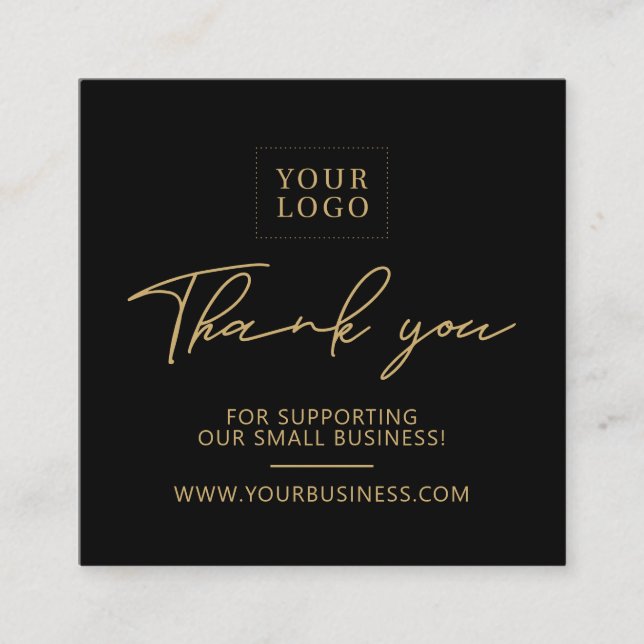 Schwarz und Gold | Business Logo Packaging Vielen  Quadratische Visitenkarte (Vorderseite)
