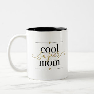 Schwarz und Gold Cool Super Mama Modern Elegant Zweifarbige Tasse
