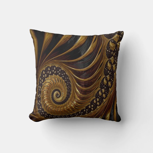 Schwarz und Gold dekorative Swirt Design Kissen (Vorderseite)